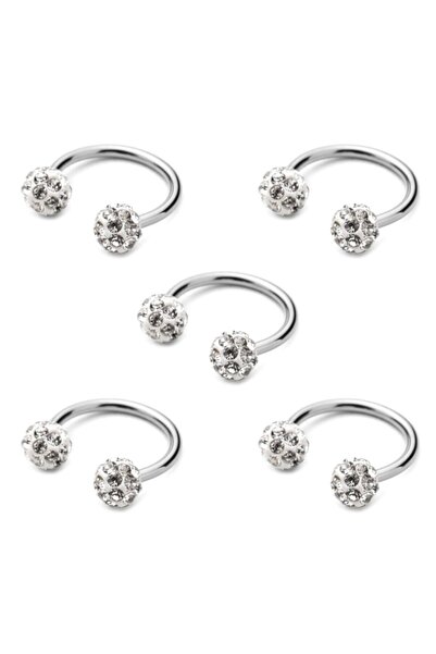 MedBlack Jewelry Unisex Gümüş Renk 316l Cerrahi Çelik Şambala Septum 5li Set ...