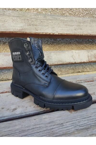 MARCOMEN 14032 Fermuar Ve Bağcıklı Deri Tarz Genç Erkek Bot