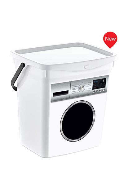 5DM 6 Lt Detergent Box - Machine Pattern - With Lid And Handle - White Color