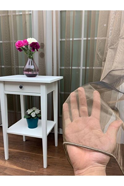 perdealemi Кава - Армур Тканина Пряма Тюлева Штора, 400x250, Нормальний Ворс,...