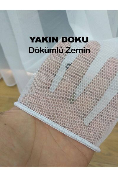 perdealemi Hayal Curtain Natural Floor Plain Tulle Curtain - Ecru Color, 300x270, Sparse Pleat, 1/2
