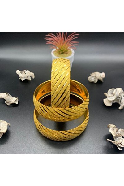 barisiva gold 22 Ayar Altın Kaplama Kadın 2 cm Eninde Bilezik