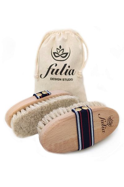 Fulia Natural Horsehair Cellulite Brush and Horsehair Face Brush Set of 2