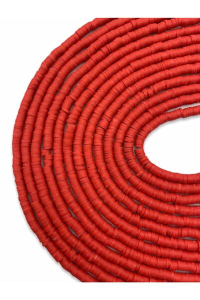 Hedef Bijuteri 4 مللي متر اللون الأحمر بوليمر كلاي فيمو سلسلة الخرزة ، 40 سنت...