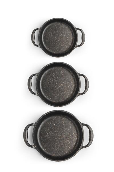 Erendemir Cast Iron 3 Piece Sahan Pan Set 22cm-20 Cm-18 Cm