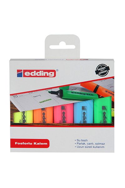 Edding Eddıng (e-344) Highlighter Pen 5 Pieces Pşt Mixed
