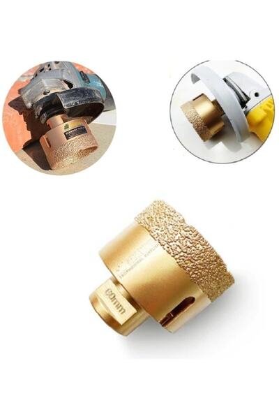 Depolife Mermer Granit Panç Fayans Beton Kaya Delme Ucu 60mm Sarı Elmas Avuç ...