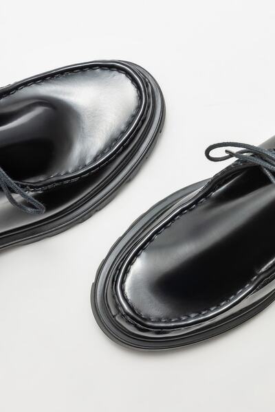 Elle Shoes Siyah Deri Kadın Günlük Düz Ayakkabı