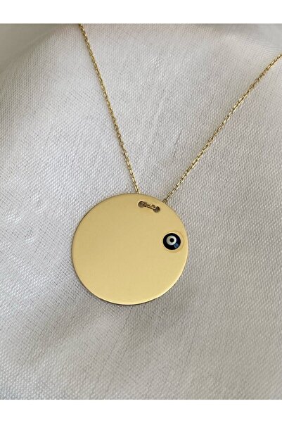 14 KUYUMCULUK Mineli Gözlü Plaka Kolye