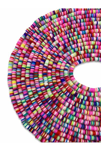 Hedef Bijuteri 4 مللي متر مزيج/مختلط اللون بوليمر كلاي فيمو حبة سلسلة ، 40 سن...