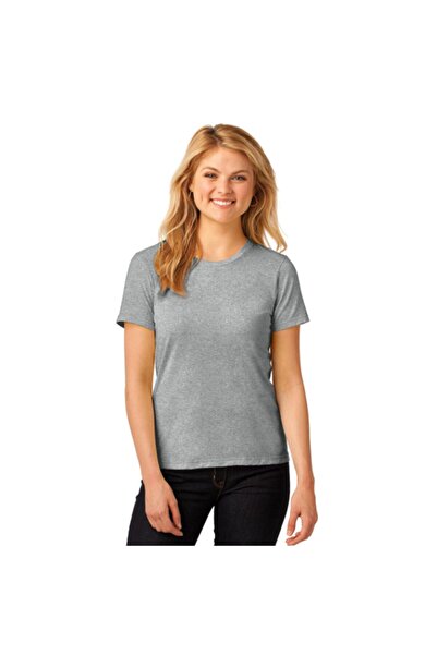 HediyeMania Βαμβακερό χτενισμένο μπλουζάκι Γυναικείο μπλουζάκι Basic Γκρι