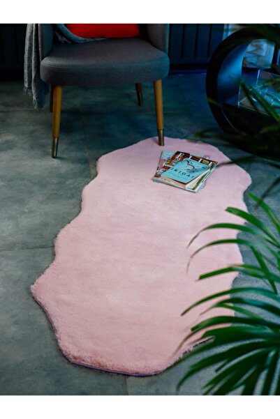 Genel Markalar Pembe Peluş Halı Suni Deri Kaymaz Taban Yumuşak Post Halı Anti...