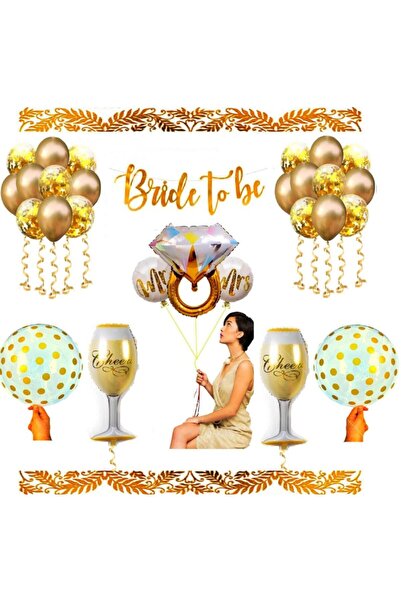 Happyland Bekarlığa Veda Bride To Be Gold Set Luxury No-3a