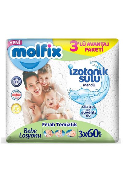 Molfix 3x60pcs Isotonic Wet Wipes Set