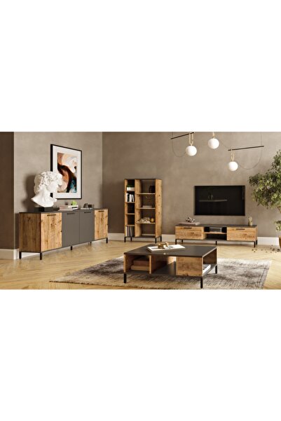 L'occi Concept Joseph Tv Ünitesi Orta Sehpa Konsol Kitaplık 4'Lü Set Çam JZ6-AA