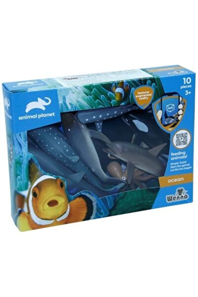 Vardem Kutulu 10 Parça Hayvan Seti Okyanus Hayvanları Katil Balina Ahtapot Köpek Balığı Modelleri Vatoz