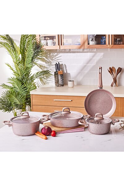 Emsan Premium-s Pro Gold Pink 7 Parça Granit Tencere Seti