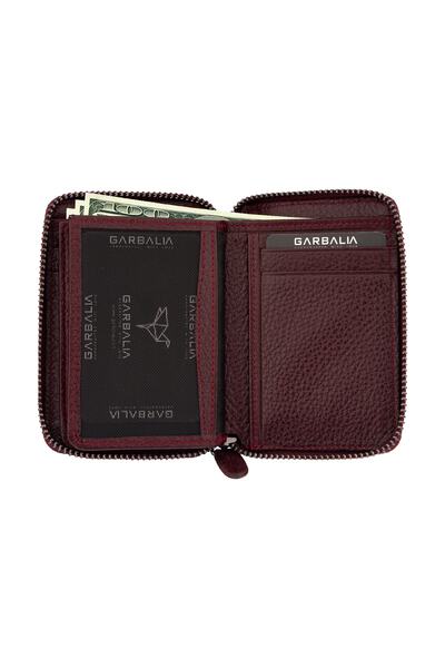 Garbalia Chain Genuine Leather Claret Red Unisex Money Portfolio