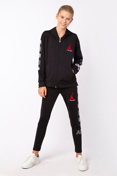 Black One طقم سويت شيرت بناتي مخطط ومطبوع
