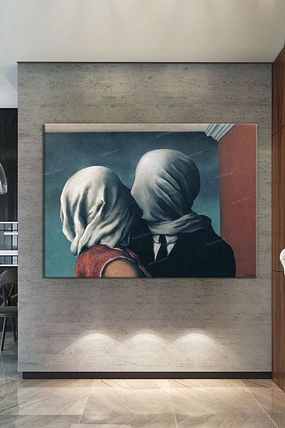 Morfil Sanat Atölyesi Rene Magritte The Lovers Lovers Καλλιτεχνική ζωγραφική σε καμβά 8 διαφορετικών μεγεθών