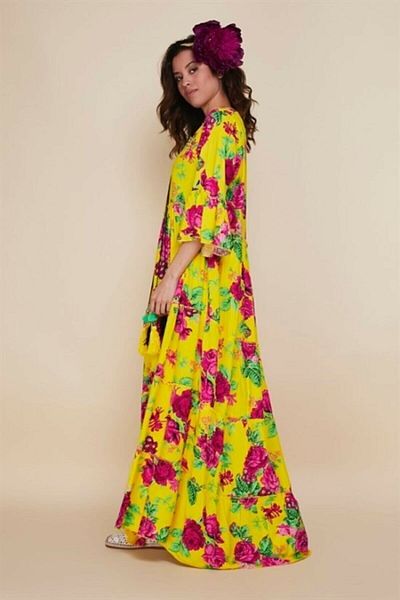 Hazinedan Rochie spaniolă cu model casual boem de trandafiri