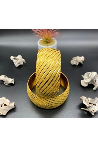 barisiva gold 22 Ayar Altın Kaplama Kadın 4 Cm Eninde Bilezik Modeli 1 Adet F...