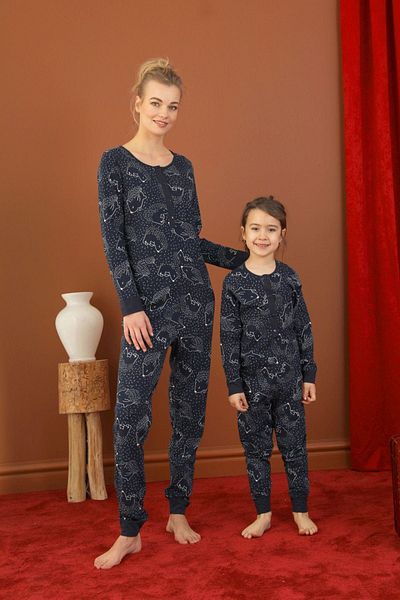 Siyah İnci Cotton Lycra Buttoned Jumpsuit