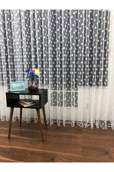 perdealemi Star Patterned Tulle Curtain - 600x260, Tight Pleat, 1/3