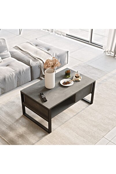 L'occi Concept Hw34 Hewson Metal Orta Sehpa Raflı Beton