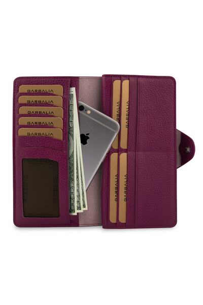Garbalia Unisex Plum Genuine Leather Portfolio Wallet Martha