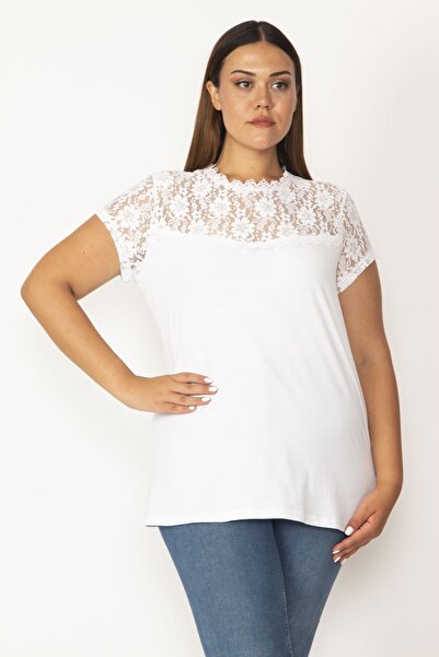 Şans Női nagy méretű rózsaszín köntös és ujjú csipke részlet blúz 65n27774