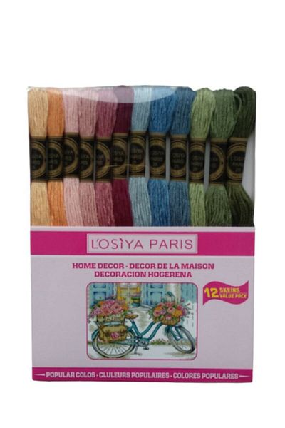 BALIM ÖRGÜ EVİ Muline Set Losiya Embroidery Cross Stitch Bracelet Thread 12 Pieces