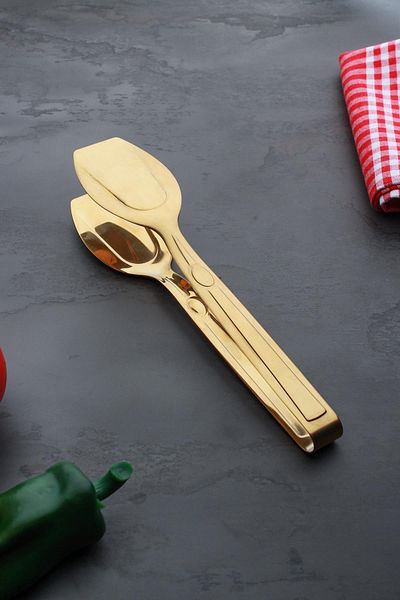 ACAR Güvenplast 12185 Steel 24 cm Gold Cake Tongs