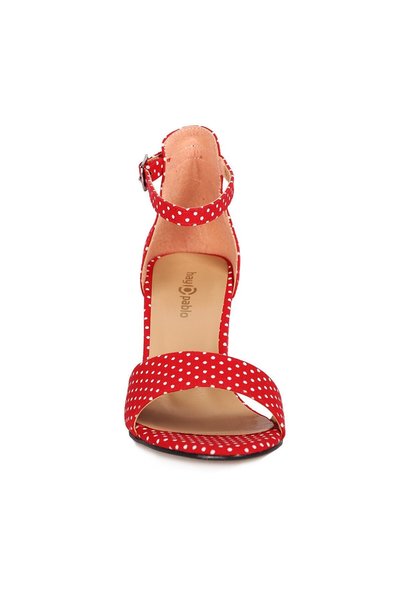 Bay Pablo L13 Red Polka Dot Heeled Summer Women's Shoes
