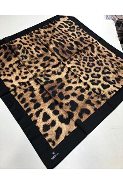 poloist Kadın Kahverengi Leopar Desenli Eşarp
