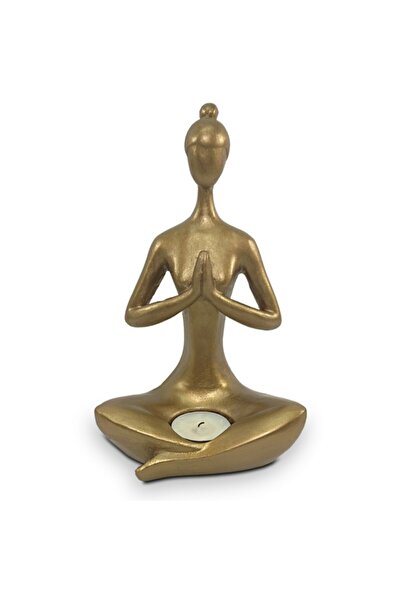 Tual Hobi Sanat Tual Hobi Dekoratif Yogacı Kadın Mumluk Gold (19x13cm)