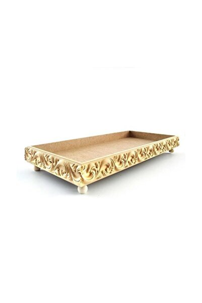 Hobim Sanatım Aplik Motifli Tepsi - Ham Ahşap