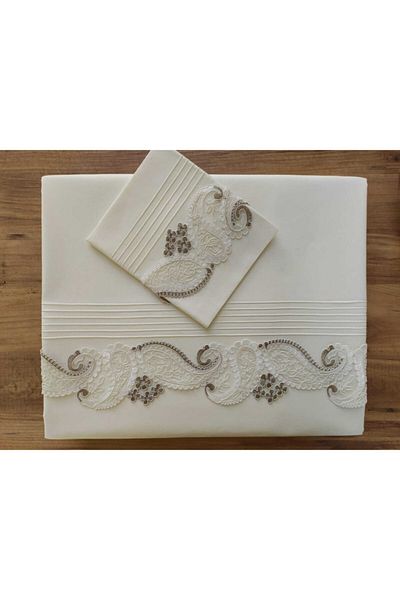 Çeyiz Bahçesi Σετ Παπλωματοθήκη Sultan Ribbed Cream Διπλό
