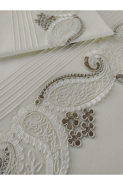 Çeyiz Bahçesi Σετ Παπλωματοθήκη Sultan Ribbed Cream Διπλό