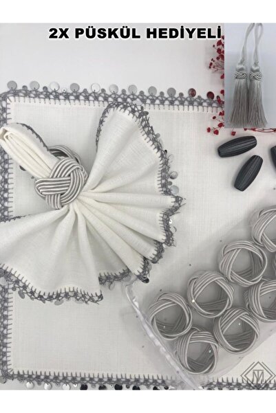 KATMERTEKS Silver Colored Set of 10 Napkin Ring Ring - Twisted Model