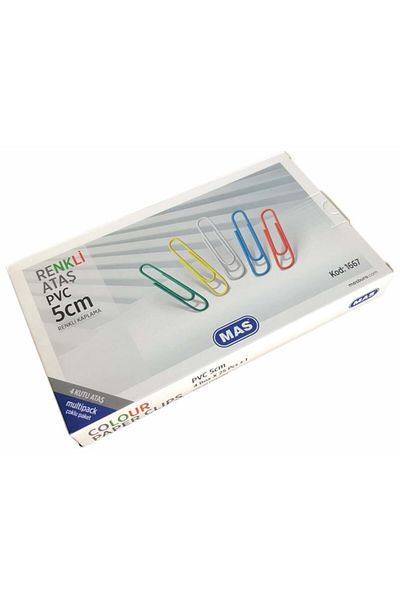 Mas Colorful PVC Coated Paper Clip 5cm 100 Pieces