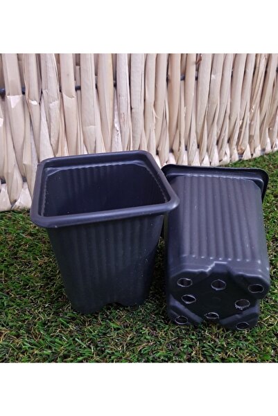 Asenya Kare Saksı 8x8x9 Cm 40 Adet Siyah Üretim Saksısı Vakum Saksı Saksı
