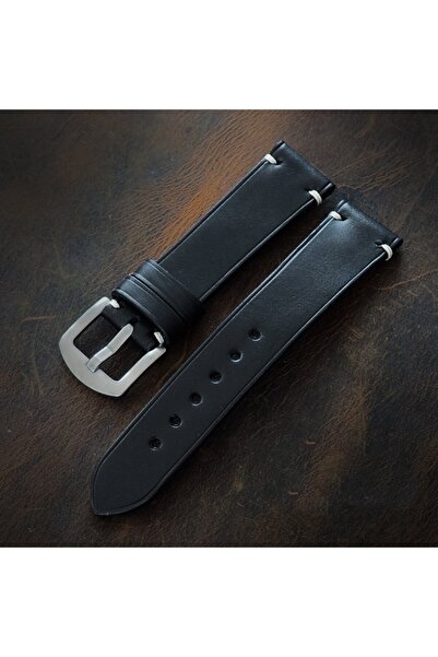 Ventum Craft 24mm Siyah Minimal Dikiş El Yapımı Deri Kordon