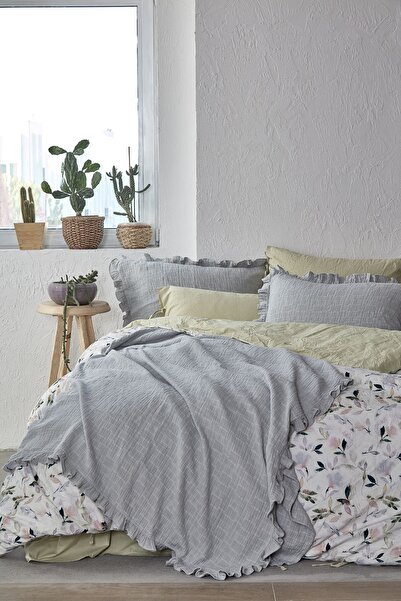 Ecocotton Σετ 220*240 Simla Grey Pique - 100% οργανικό βαμβάκι