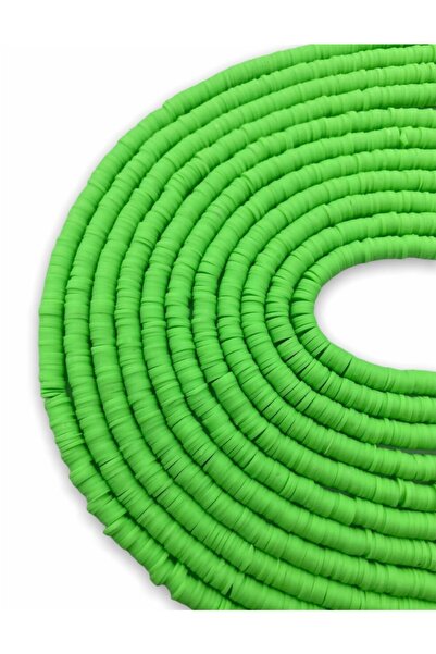 Hedef Bijuteri 6 مللي متر نيون اللون الأخضر بوليمر كلاي فيمو حبة سلسلة ، 40 س...