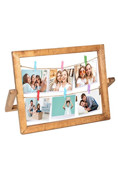 Genel Markalar Ahşap Masaüstü Ipli Mandallı Fotoğraf Çerçevesi
