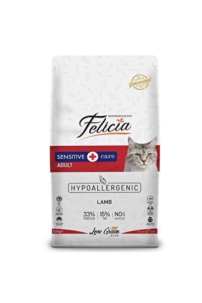 Felicia Düşük Tahıllı Hipoalerjenik Kuzu Etli Yetişkin Kedi Maması 12 Kg
