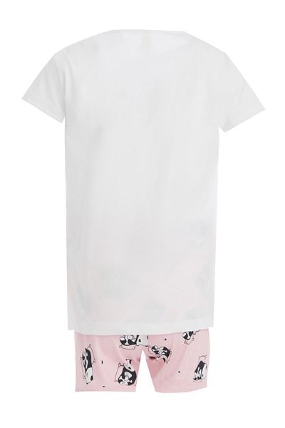 DeFacto Set de pijamale pentru fete cu imprimeu panda și pantaloni scurți