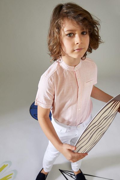 DeFacto Boy's Linen Look Short Sleeve Shirt