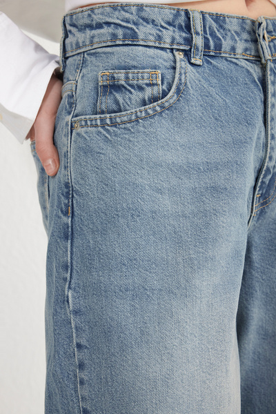 Trendyol Collection Blue High Waist Barrel Baggy Jeans Twoss25Je00085